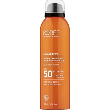 Přípravek na opalování KORFF Sun Secret Tělové mléko ve spreji SPF50+ 200 ml