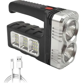 LED USB multifunkční solární svítilna - baterka XPE+COB 29 LED, s powerbankou