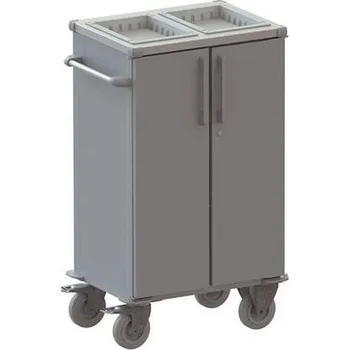Úklidový vozík Úklidový vozík pro pokojské, 1260x780x550 mm, ocelová konstrukce, barva šedá, s dveřmi