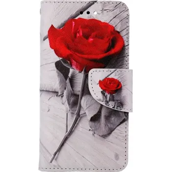 Pouzdro na mobilní telefon Pouzdro iPhone SE 2020 knížkové Červená růže (kryt neboli obal na iPhone SE 2020)
