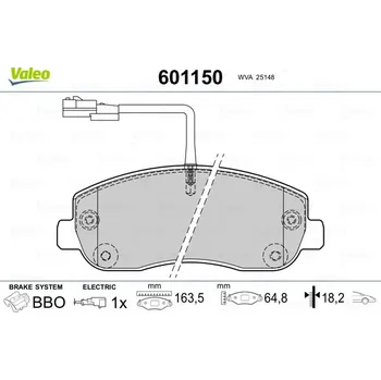 Brzdová destička Sada brzdových destiček, kotoučová brzda VALEO 601150