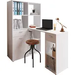 PC stůl s regálem, bílá, MINESON