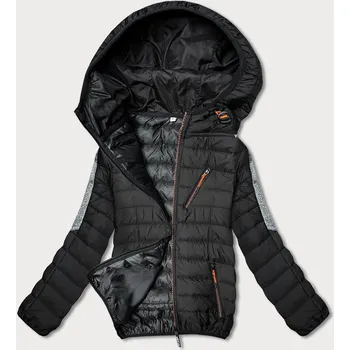 Černo-grafitová prošívaná dámská bunda s kapucí (8M912-392) odstíny černé S (36)