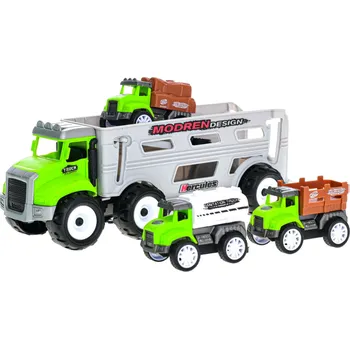 autíčko M.T. Auto nákladní na setrvačník a 3 farmářská vozidla na zpětný chod