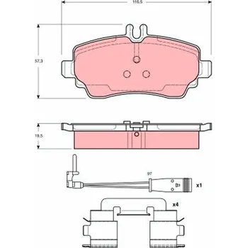 Brzdová destička Sada brzdových destiček, kotoučová brzda TRW GDB1480