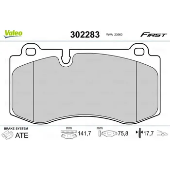 Brzdová destička Sada brzdových destiček, kotoučová brzda VALEO 302283