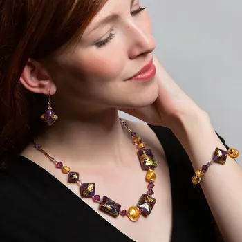 Náhrdelník Lampglas Náhrdelník My Art s 24karátovým zlatem v perlách Lampglas