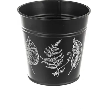 Květináč Květináč plech list černý 10x10x11 cm