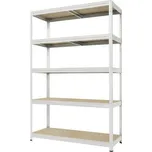 Kovový bezšroubový regál FUTUR PLUS, 180 x 120 x 60 cm, 250 kg/pol., 5 dřevovláknitých HDF polic, pozink