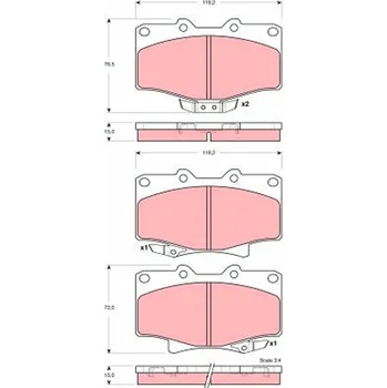 Brzdová destička Sada brzdových destiček, kotoučová brzda TRW GDB3383