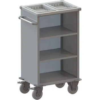 Úklidový vozík Úklidový vozík pro pokojské, 1260x780x550 mm, ocelová konstrukce, barva šedá, bez dveří