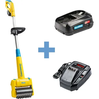 Vytrhávač plevele SET Gloria Aku kartáč MultiBrush Li-on 299.0000 + Aku 2,5Ah 18V Bosch + nabíječka SN (Gloria Multifunkční povrchový kartáč 000299 s pohonem na baterii - skládaný set s akumulátorem 2,5 Ah Bosch a nabíječkou AL 1830 CV)