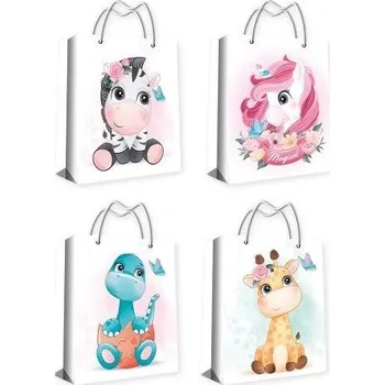 Dárková taška Taška dárková zvířátka glitr 26x10x32 cm 4ASS