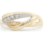 Zlatý prsten vlnky se zirkony dvě barvy zlata 1,34g