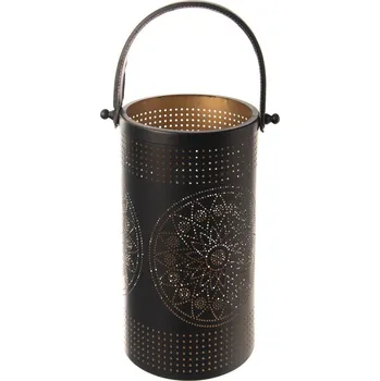 Svícen Svícen kov černý/zlatý velký 18x18x30 cm