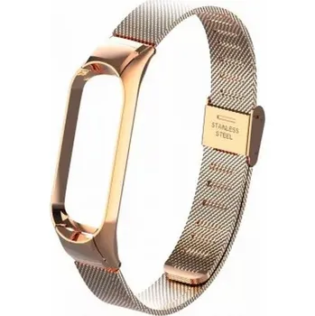 Řemínek na hodinky Deveroux Ocelový milánský řemínek pro MiBand 3/4, easy click - Růžově zlatý DEV0004