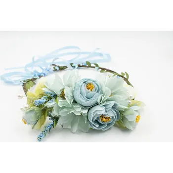 Čelenka Květinová čelenka Modrá Romantička