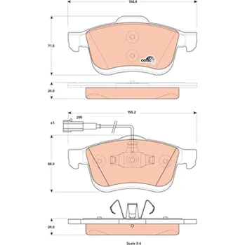 Brzdová destička Sada brzdových destiček, kotoučová brzda TRW GDB1865