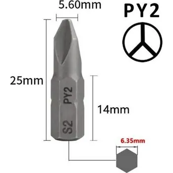 Bit Bit PY křížový 3-ramenný (bezpečnostní), délka 25mm, velikost bitu PY2
