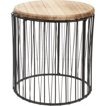 Zahradní stůl Stolek dřevo/kov kulatý malý 19x21 cm