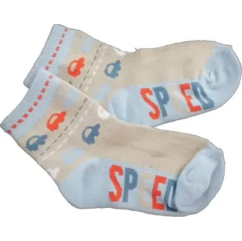 Ponožky dětské bavlna - AUTÍČKA modro-béžové - vel.11-12cm