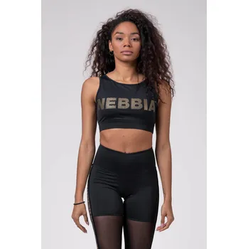 NEBBIA Gold Mesh mini top černá XS