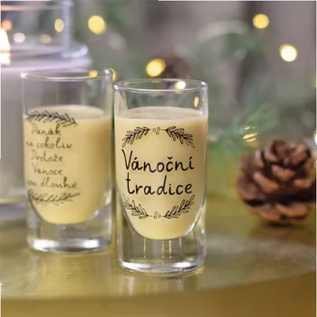Sklenice Sklenice panák s nápisem Vánoční tradice 70 ml