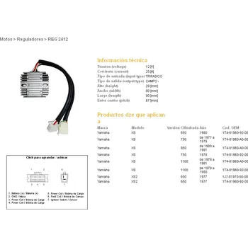 Elektroinstalace pro motocykl DZE regulátor napětí YAMAHA XS 650 77; XS 750 77-79; XS 850 80-81; XS 1100 79-81 (1T4-81960-92-00, 1T4-81960-A0-00) (ESR310) (DZE regulátor napětí YAMAHA XS 650 77; XS 750 77-79; XS 850 80-81; XS 1100 79-81 (1T4-81960-92-00, 1T4-81960-A0-00) (ESR310))