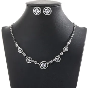 Souprava šperků B-TOP Elegantní svatební souprava Circle Crystal - postříbřená