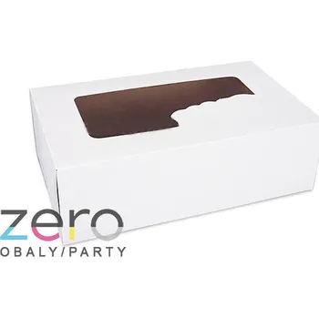 Jednorázové nádobí Krabice dortová s okýnkem 250 x 150 x 80 mm - bílá