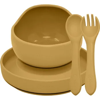 PETITE&MARS Set jídelní silikonový TAKE&MATCH 3 ks Intense Ochre 6m+