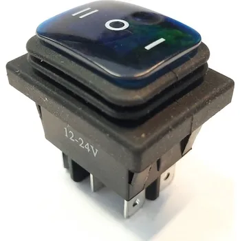 Auto elektroinstalace Vypínač kolébkový ON - OFF-ON 250V/16A modrý vodotěsný