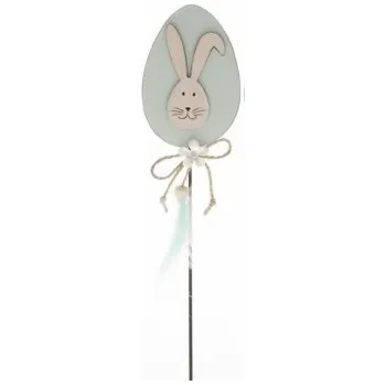 Velikonoční dekorace Zápich dřevěné vajíčko se zajíčkem modré