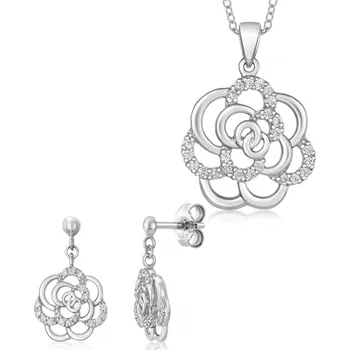 Souprava šperků SOFIA stříbrný set náušnice, přívěsek a řetízek AEAE9327Z/R+AEAP6404Z/R