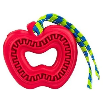 Hračka pro psa HipHop Dog Dentální hračka jablko přírodní guma pro štěňata s látkovým střapcem 7 cm HipHop