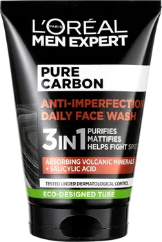 Čistící gel L'Oréal Men Expert Pure Carbon Anti-Imperfection Daily Face Wash 3in1 100 ml