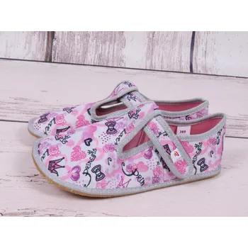 Dívčí bačkory Bačkůrky capáčky BAREFOOT EF 395 PRINCESS šedorůžové velikost: 33