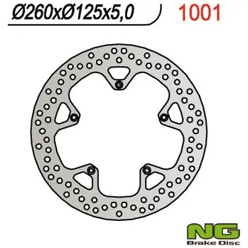 Brzda pro motocykl NG přední brzdový kotouč PIAGGIO 125/250/400/500 (260X125X5) (NG přední brzdový kotouč PIAGGIO 125/250/400/500 (260X125X5))