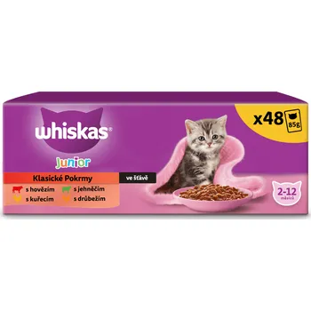 Whiskas Junior Klasické pokrmy ve šťávě kapsička Chicken/Beef/Lamb/Poultry, 48x 85 g