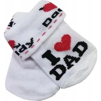 Ponožky kojenecké bavlna - I LOVE DAD bílé - vel.0-6měs.