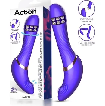 Vibrátor Action Rayden Detachable Rotating Beads Vibrator with Pulsation Purple