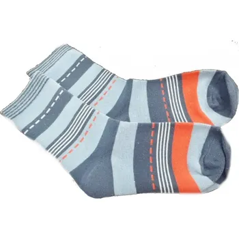 Ponožky dětské bavlna - PRUHY modré s červenou - vel.19-20cm