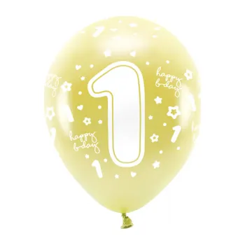 Balónek Metalické balóny ECO 33cm s číslom 1, zlaté 6v1