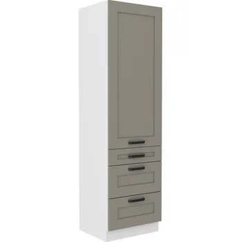 Kuchyňská skříňka Vysoká potravinová skříňka Luna 60 DKS-210 3S 1F - Premium Box Barva korpusu: Bílá, Barva dvířek: Clay Grey