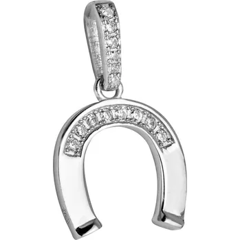 Přívěsek Stříbrný přívěsek - podkova se zirkony