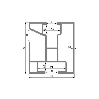 Stavební profil Al profil Solar - 45x40 Cable 4,6m ČERNÝ ELOX s otlaky