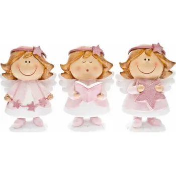 Vánoční dekorace Anděl růžový stojící 13x9 cm 3 druhy