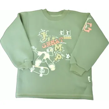 Chlapecká mikina Mikina dětská bavlna - JUMP khaki - vel.104