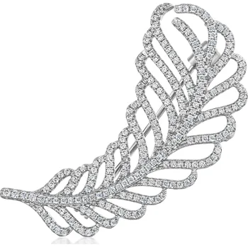 Brož SOFIA stříbrná brož list se zirkony IS058SP001RHWH