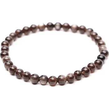 Náramek Magieprirody.cz Náramek Obsidián stříbrný - 4 mm kuličky #479 - z přírodních kamenů